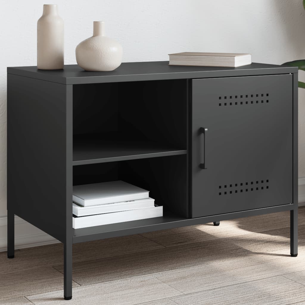 Tv-meubel 68x39x50,5 cm staal zwart is nu te koop bij PeponiXL, paradijselijk wonen!