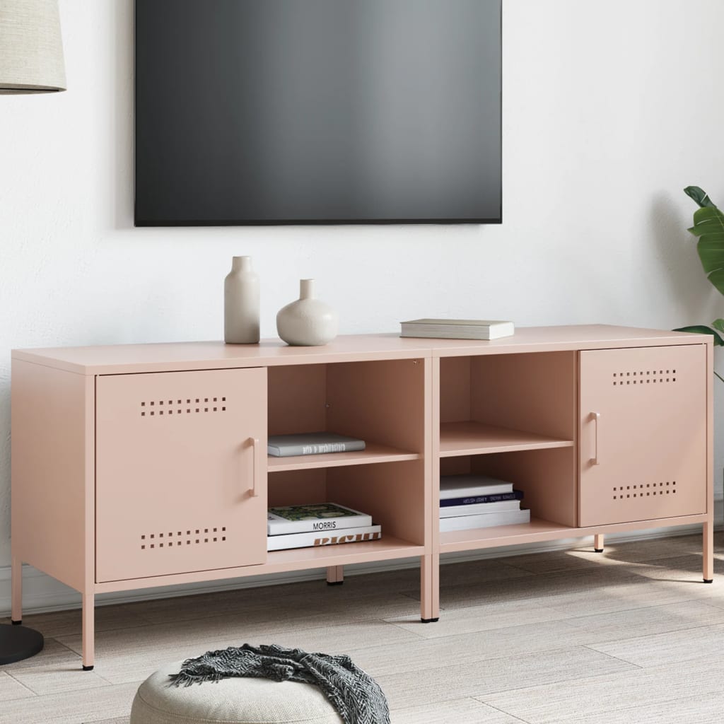 Tv-meubelen 2 st 68x39x50,5 cm staal roze is nu te koop bij PeponiXL, paradijselijk wonen!