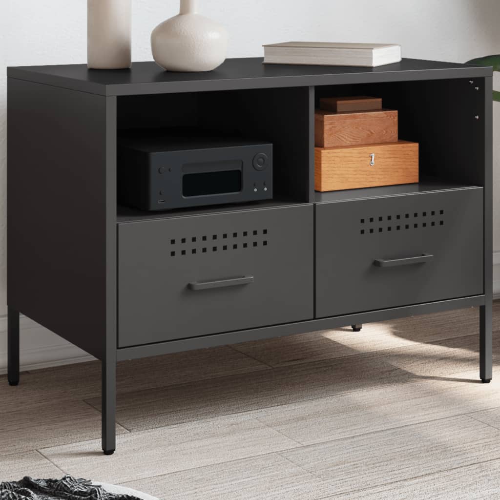 Tv-meubel 68x39x50,5 cm staal zwart is nu te koop bij PeponiXL, paradijselijk wonen!