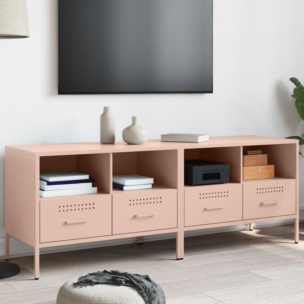 Tv-meubelen 2 st 68x39x50,5 cm staal roze is nu te koop bij PeponiXL, paradijselijk wonen!