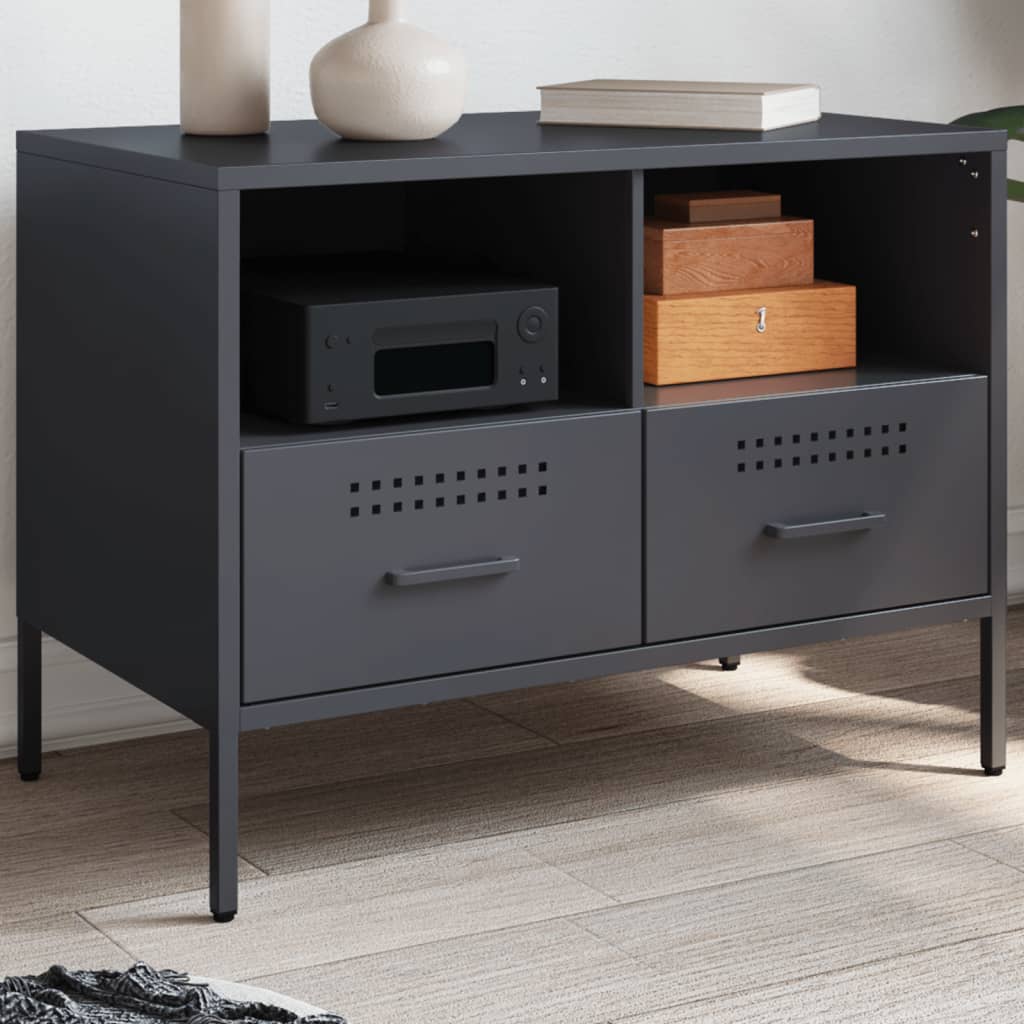 Tv-meubel 68x39x50,5 cm staal antracietkleurig is nu te koop bij PeponiXL, paradijselijk wonen!