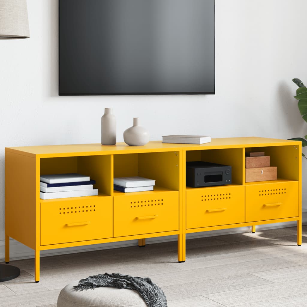 Tv-meubelen 2 st 68x39x50,5 cm staal mosterdgeel is nu te koop bij PeponiXL, paradijselijk wonen!
