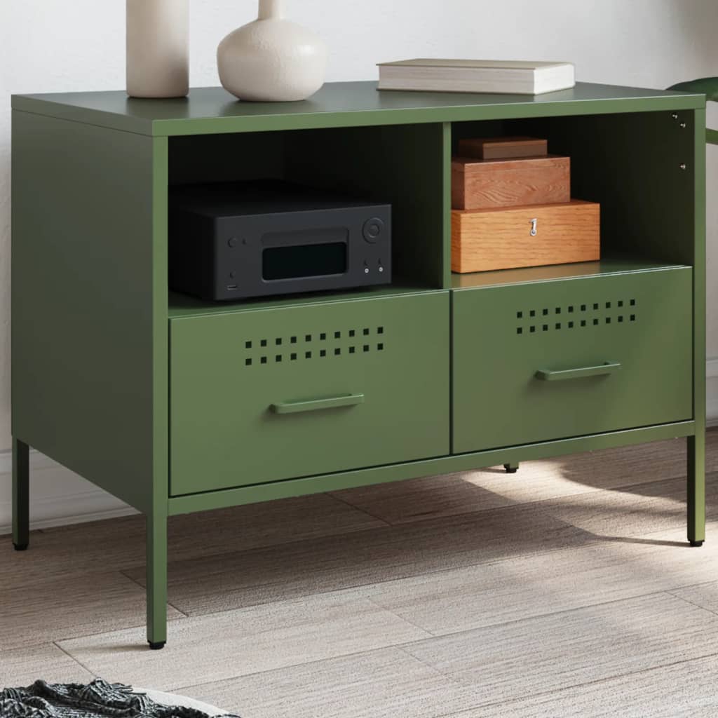 Tv-meubel 68x39x50,5 cm staal olijfgroen is nu te koop bij PeponiXL, paradijselijk wonen!