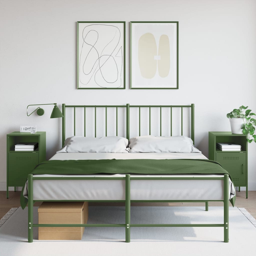 Nachtkastjes 2 st 36x39x68 cm staal olijfgroen is nu te koop bij PeponiXL, paradijselijk wonen!