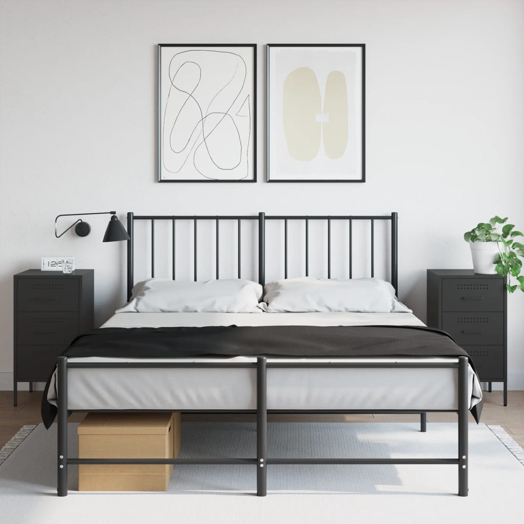 Nachtkastjes 2 st 36x39x68 cm staal zwart is nu te koop bij PeponiXL, paradijselijk wonen!