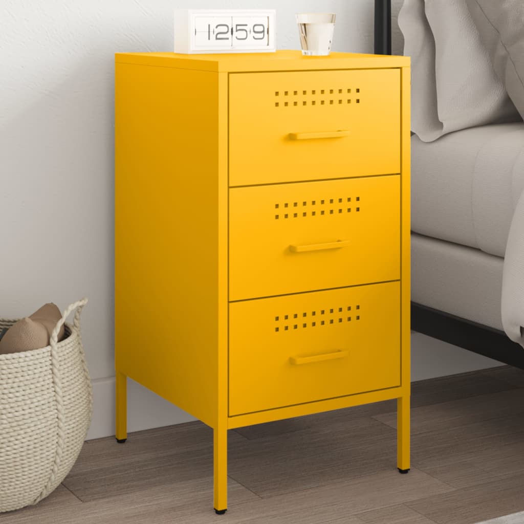 Nachtkastje 36x39x68 cm staal mosterdgeel is nu te koop bij PeponiXL, paradijselijk wonen!