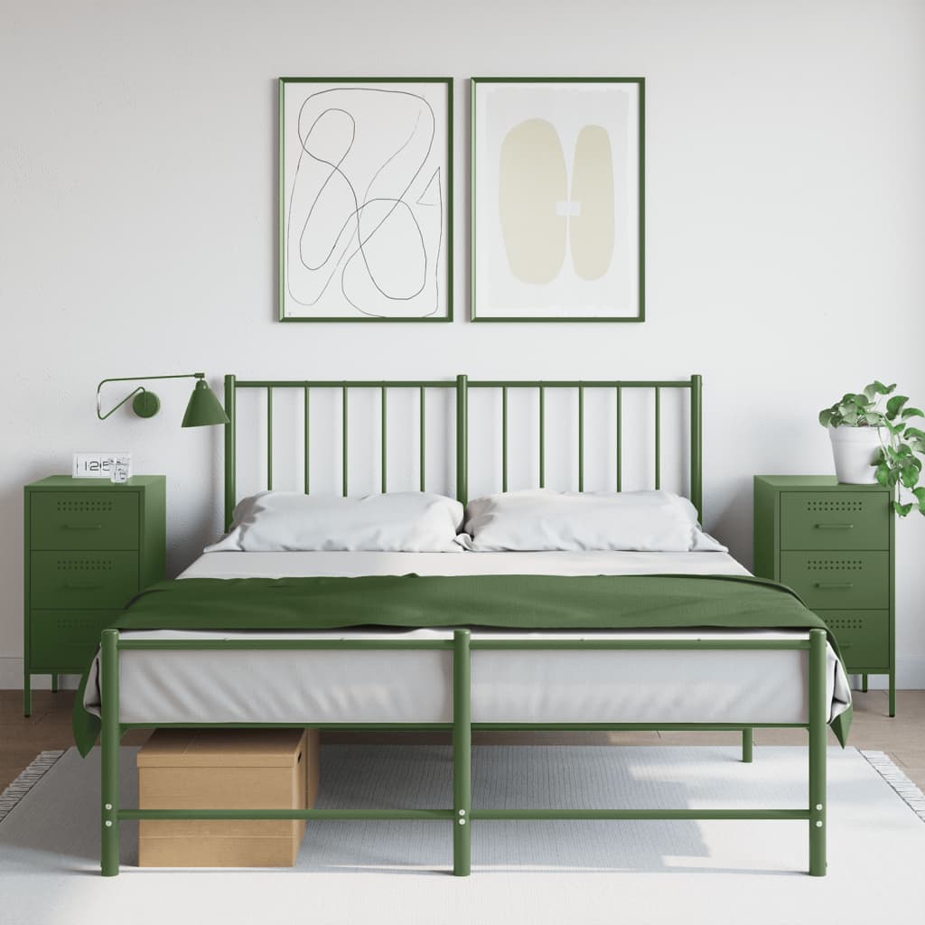 Nachtkastjes 2 st 36x39x68 cm staal olijfgroen is nu te koop bij PeponiXL, paradijselijk wonen!