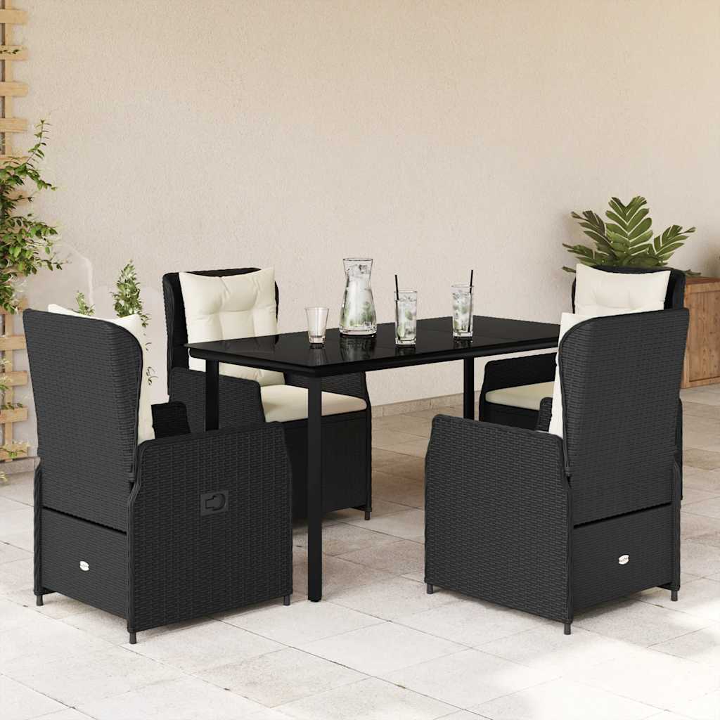 5-delige Tuinset met kussens poly rattan zwart is nu te koop bij PeponiXL, paradijselijk wonen!