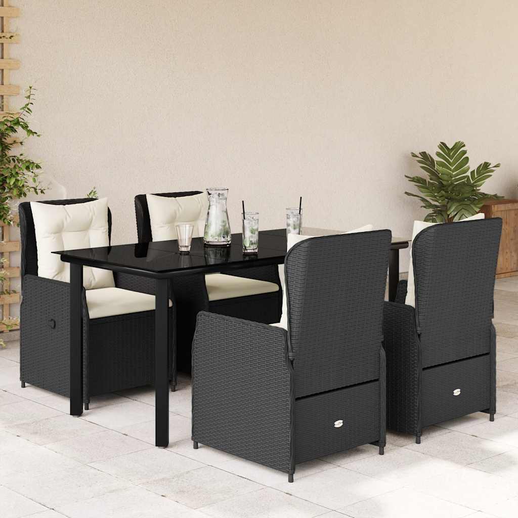 5-delige Tuinset met kussens poly rattan zwart is nu te koop bij PeponiXL, paradijselijk wonen!