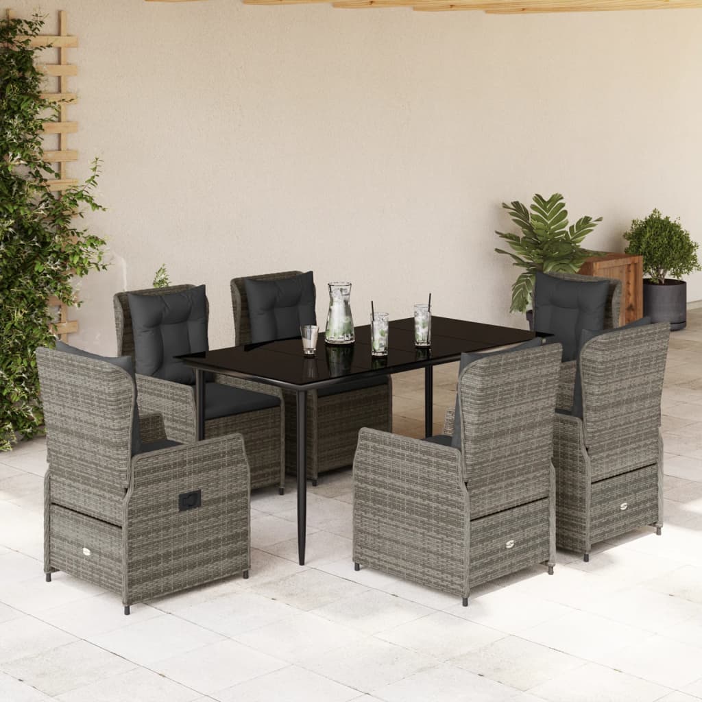 7-delige Tuinset met kussens poly rattan grijs is nu te koop bij PeponiXL, paradijselijk wonen!