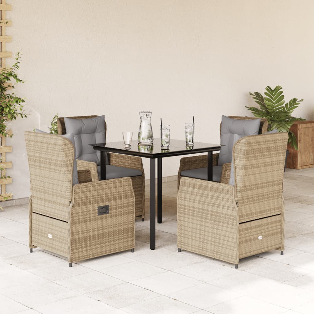 5-delige Tuinset met kussens poly rattan beige is nu te koop bij PeponiXL, paradijselijk wonen!