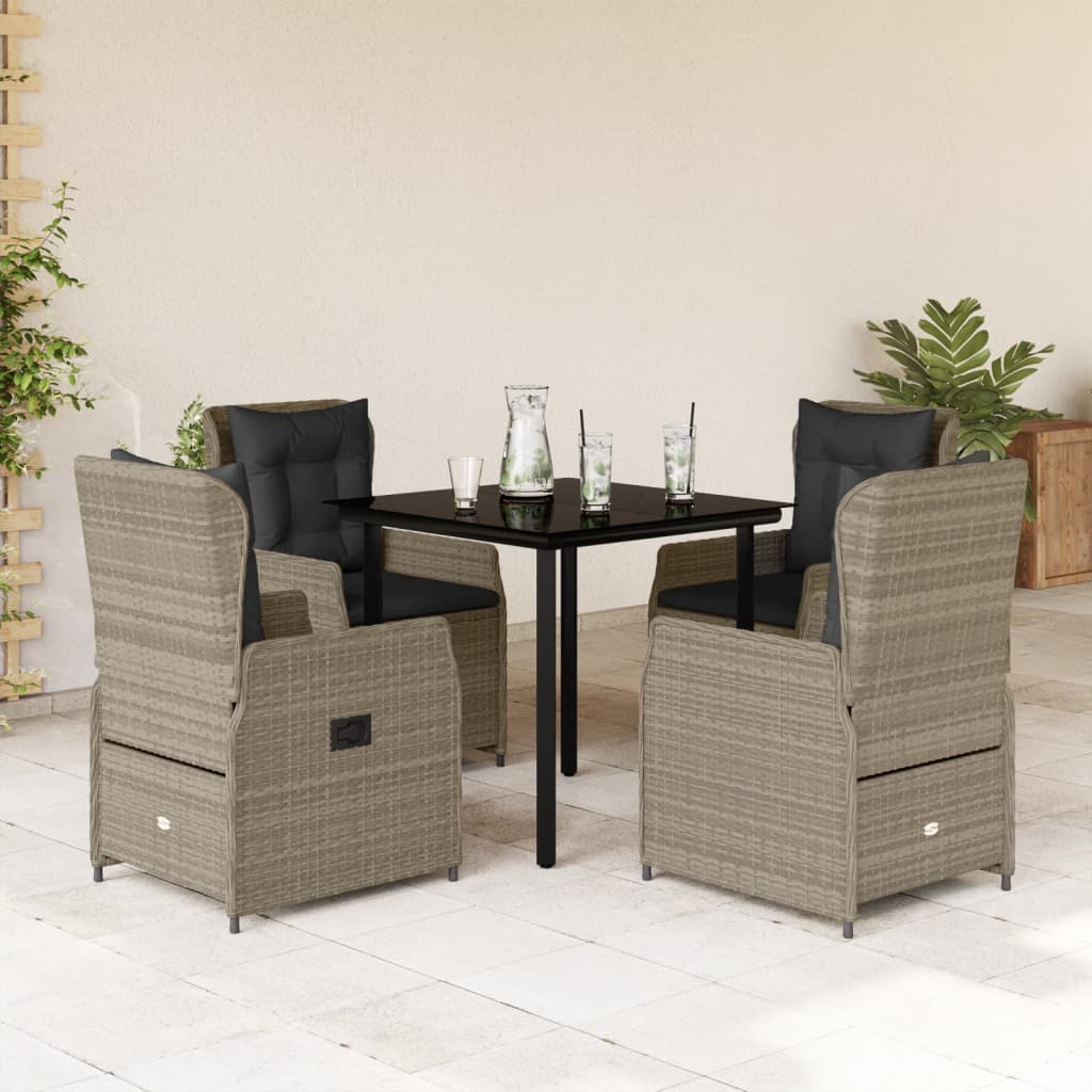 5-delige Tuinset met kussens poly rattan lichtgrijs is nu te koop bij PeponiXL, paradijselijk wonen!