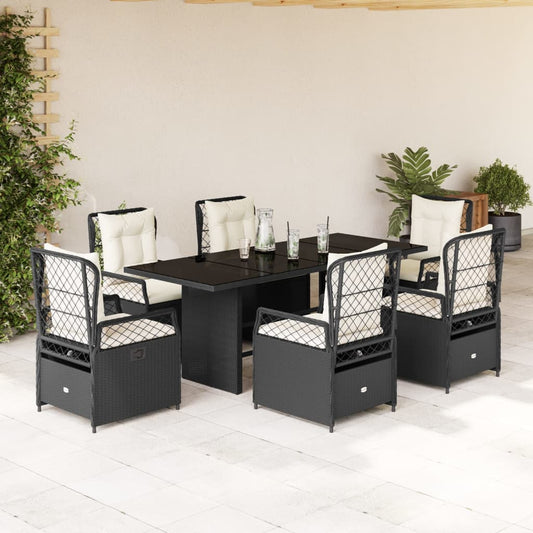 7-delige Tuinset met kussens poly rattan zwart is nu te koop bij PeponiXL, paradijselijk wonen!