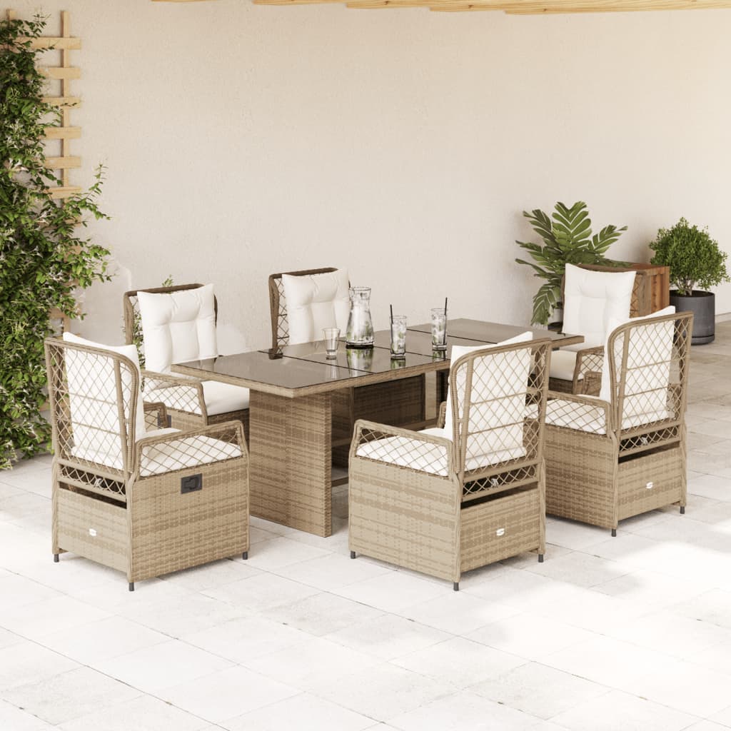 7-delige Tuinset met kussens poly rattan beige is nu te koop bij PeponiXL, paradijselijk wonen!