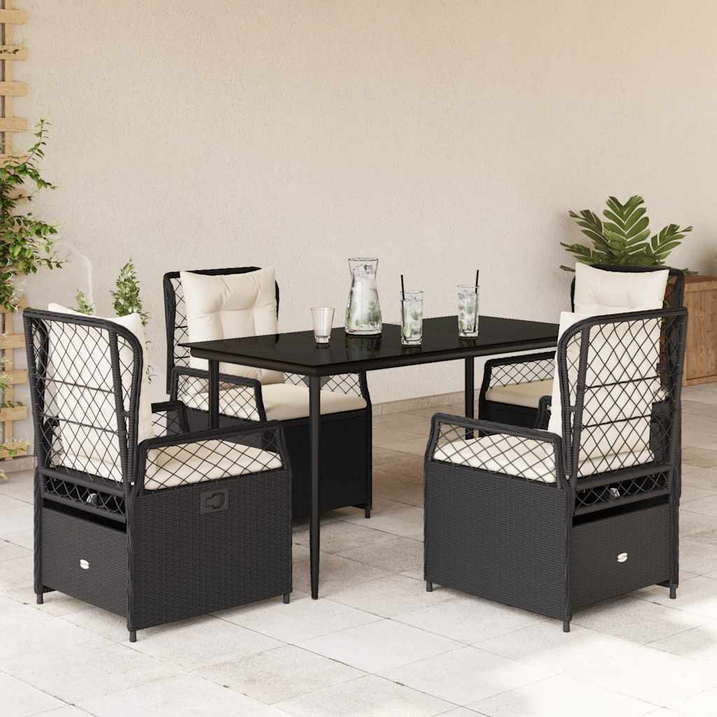 5-delige Tuinset met kussens poly rattan zwart is nu te koop bij PeponiXL, paradijselijk wonen!