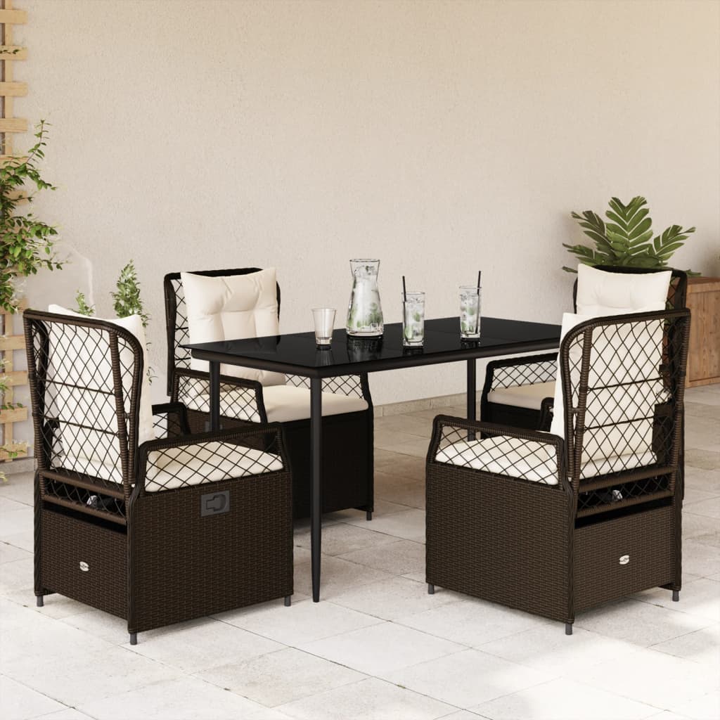 5-delige Tuinset met kussens poly rattan bruin is nu te koop bij PeponiXL, paradijselijk wonen!