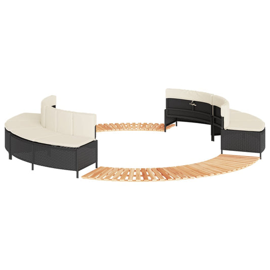 Hottub-ombouw poly rattan en massief acaciahout zwart is nu te koop bij PeponiXL, paradijselijk wonen!