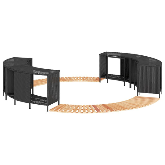 Hottub-ombouw poly rattan en massief acaciahout zwart is nu te koop bij PeponiXL, paradijselijk wonen!