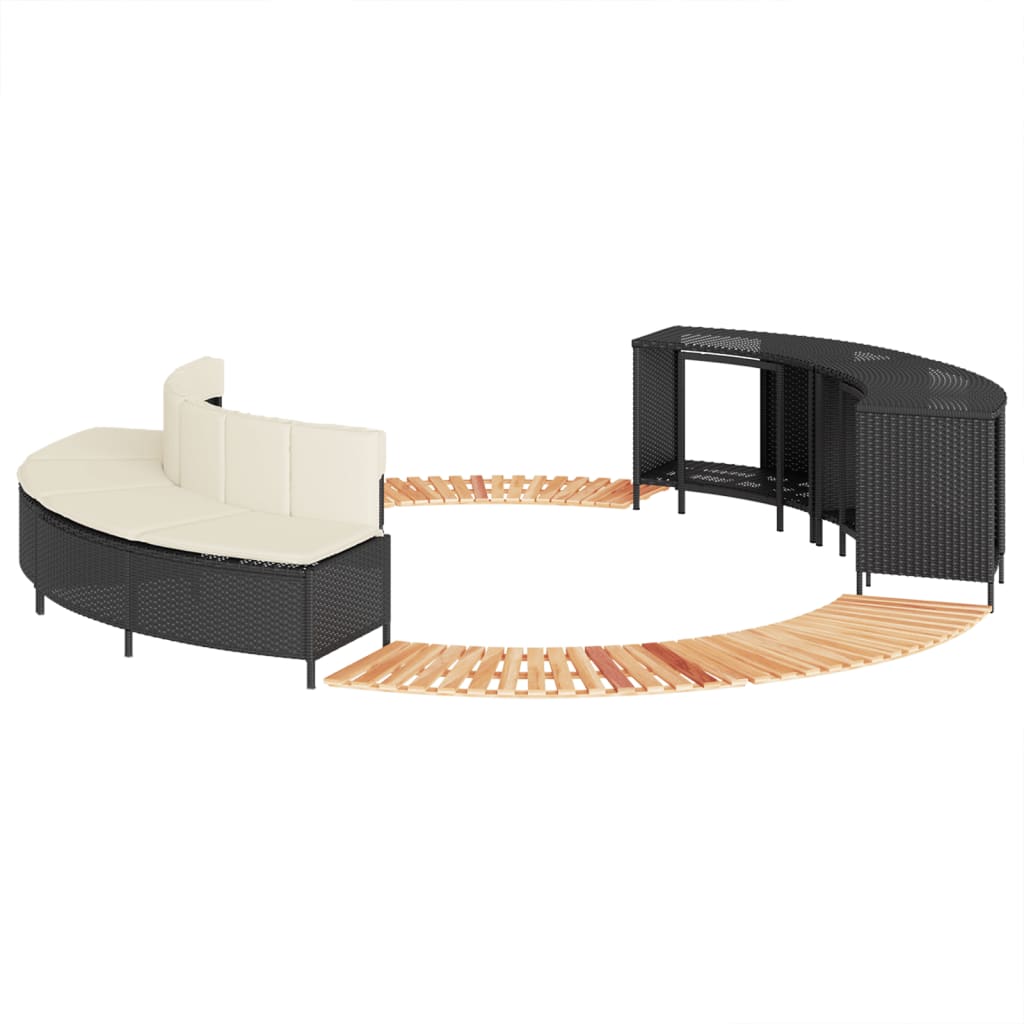 Hottub-ombouw poly rattan en massief acaciahout zwart is nu te koop bij PeponiXL, paradijselijk wonen!