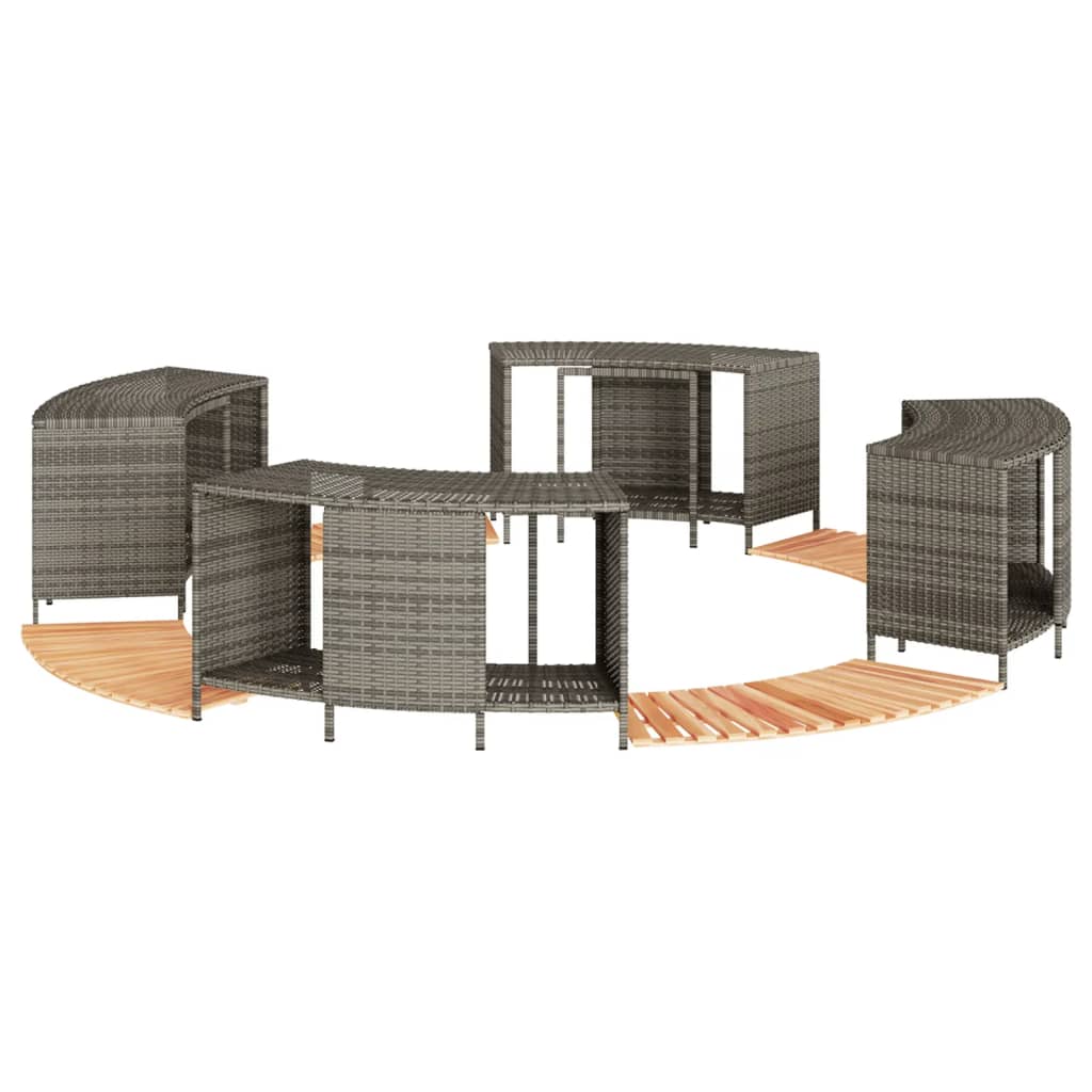 Hottub-ombouw poly rattan massief acaciahout grijs is nu te koop bij PeponiXL, paradijselijk wonen!