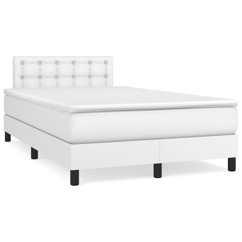 Boxspring met matras kunstleer wit 120x190 cm is nu te koop bij PeponiXL, paradijselijk wonen!