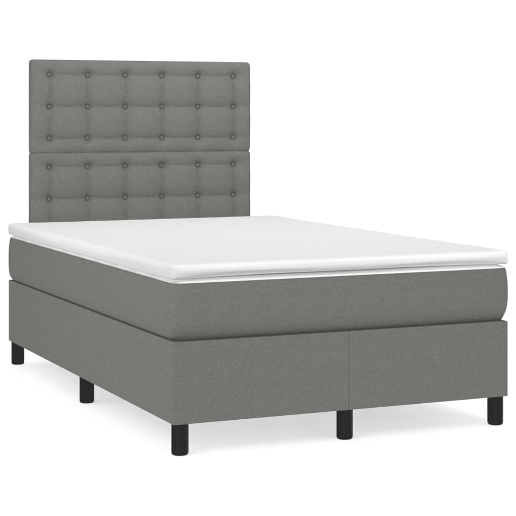 Boxspring met matras stof donkergrijs 120x190 cm is nu te koop bij PeponiXL, paradijselijk wonen!