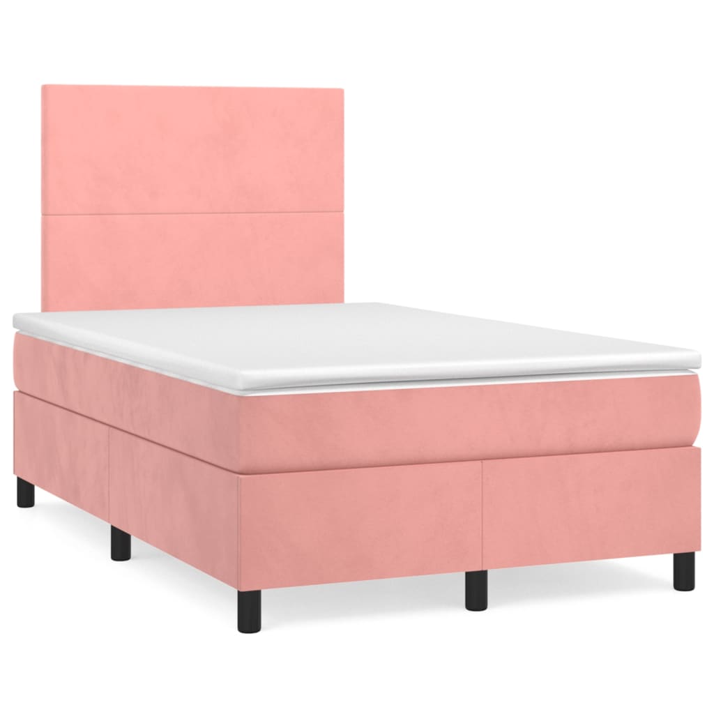 Boxspring met matras fluweel roze 120x190 cm is nu te koop bij PeponiXL, paradijselijk wonen!