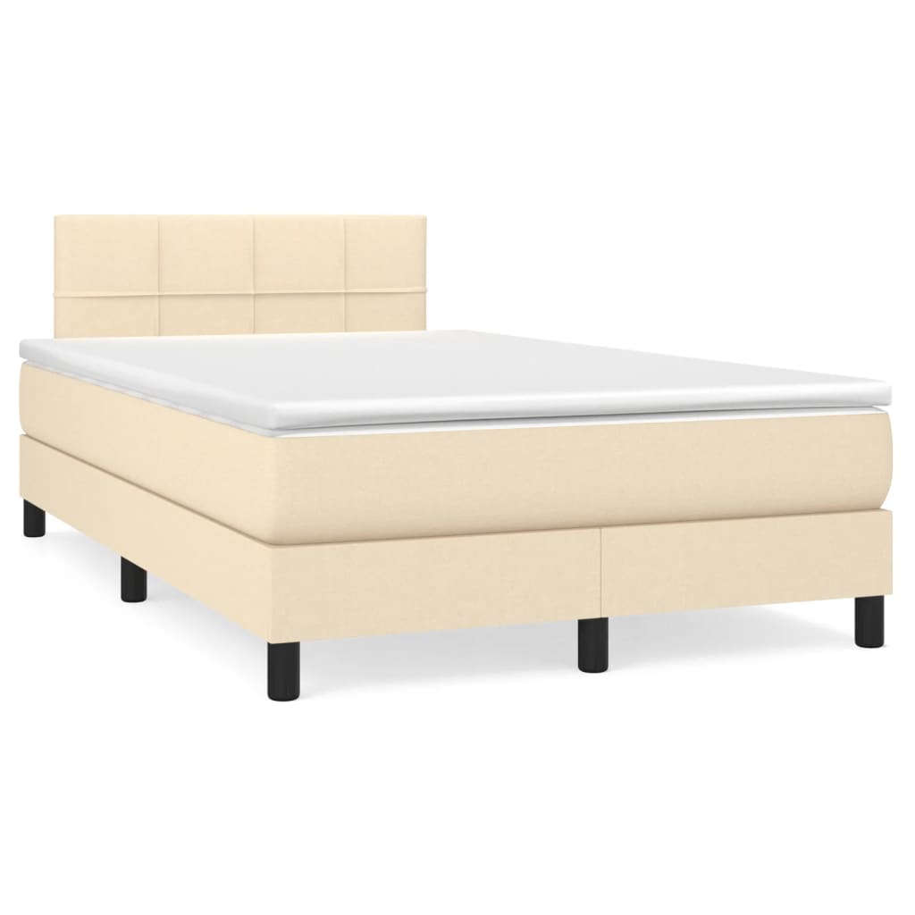 Boxspring met matras en LED stof crèmekleurig 120x190 cm is nu te koop bij PeponiXL, paradijselijk wonen!