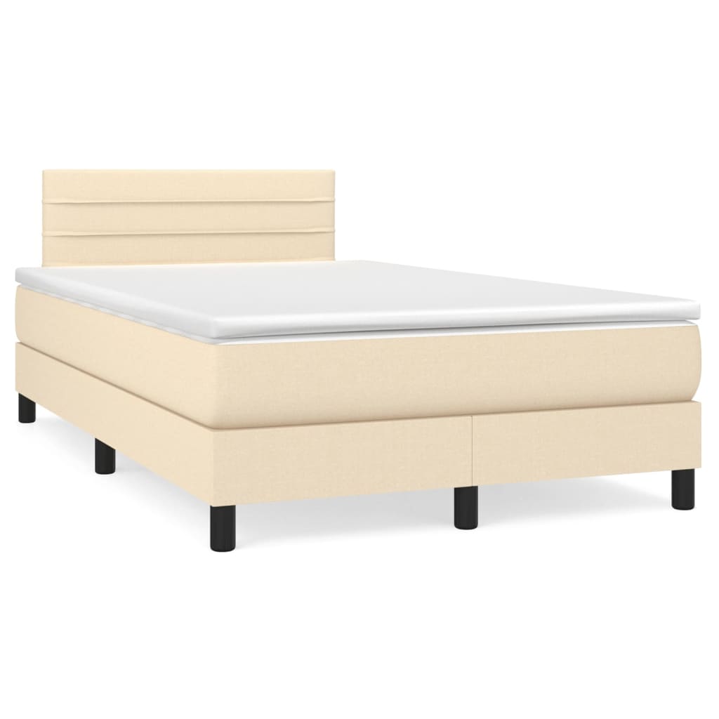 Boxspring met matras en LED stof crèmekleurig 120x190 cm is nu te koop bij PeponiXL, paradijselijk wonen!