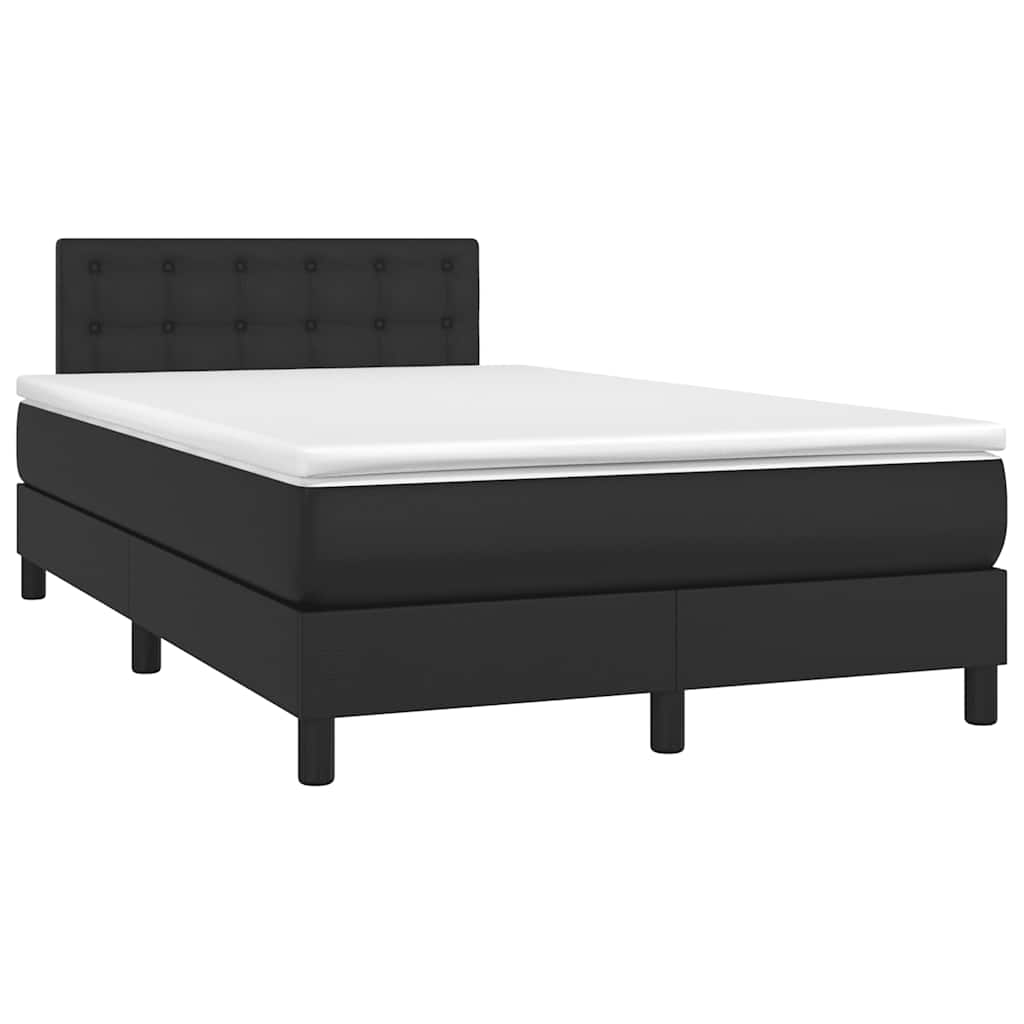Boxspring met matras en LED kunstleer zwart 120x190 cm is nu te koop bij PeponiXL, paradijselijk wonen!