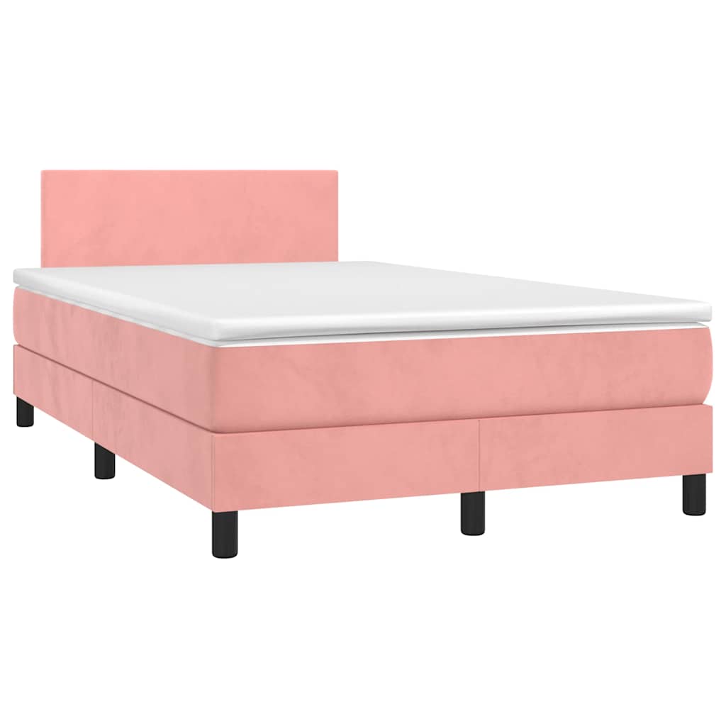 Boxspring met matras en LED fluweel roze 120x190 cm is nu te koop bij PeponiXL, paradijselijk wonen!