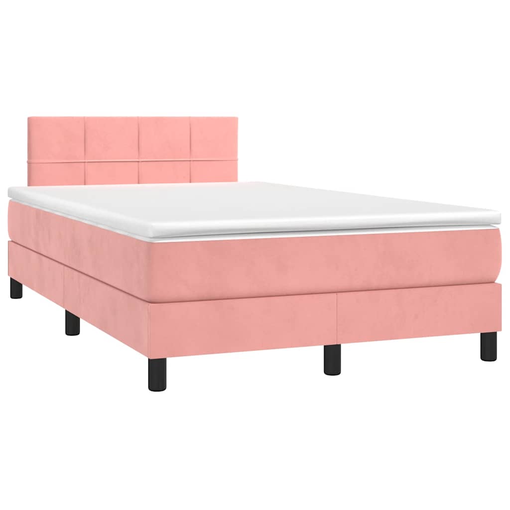 Boxspring met matras en LED fluweel roze 120x190 cm is nu te koop bij PeponiXL, paradijselijk wonen!