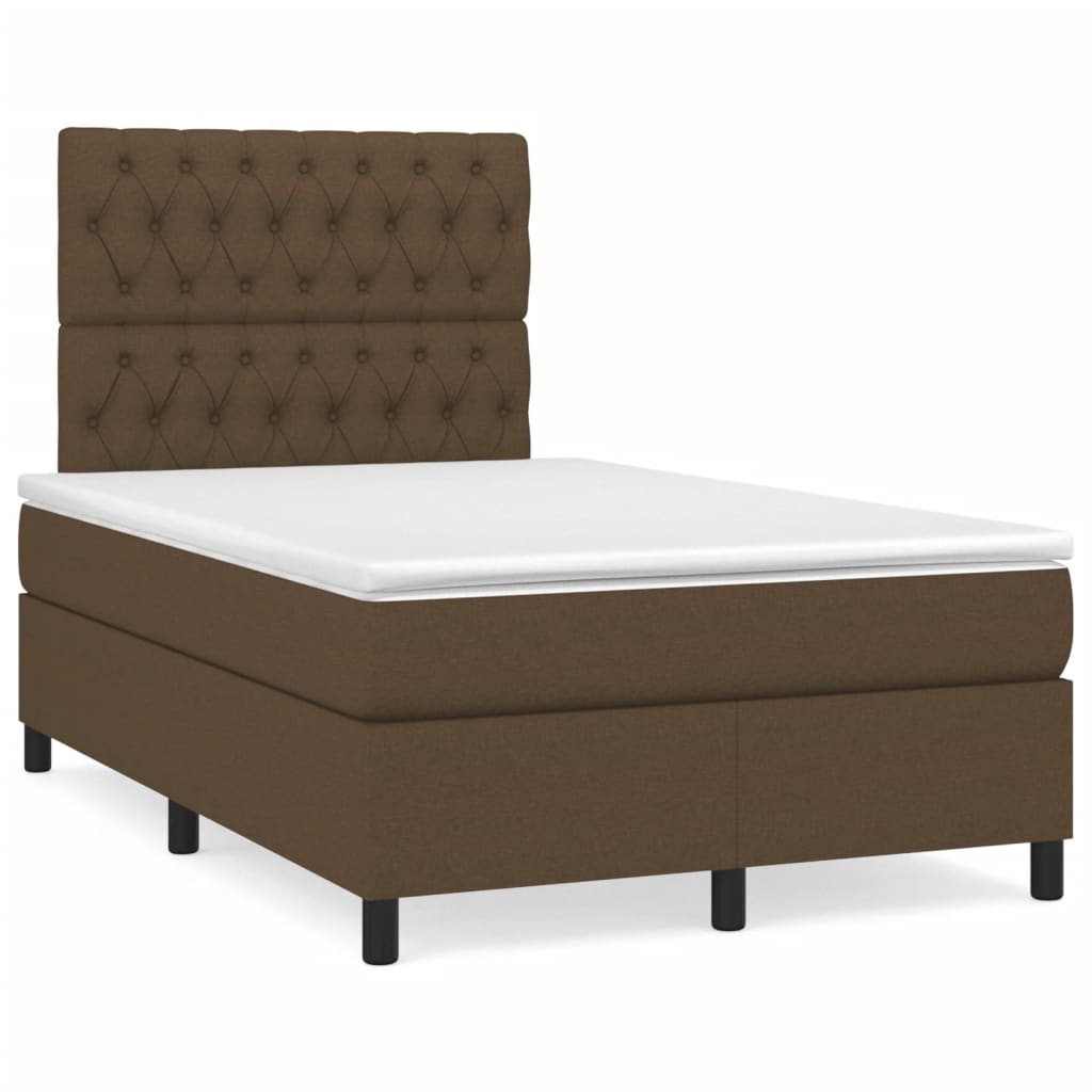 Boxspring met matras en LED stof donkerbruin 120x190 cm is nu te koop bij PeponiXL, paradijselijk wonen!