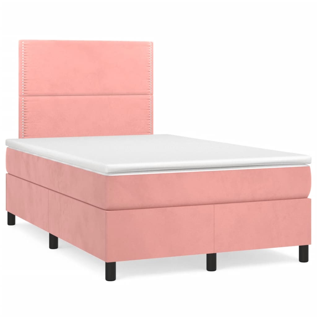 Boxspring met matras en LED fluweel roze 120x190 cm is nu te koop bij PeponiXL, paradijselijk wonen!
