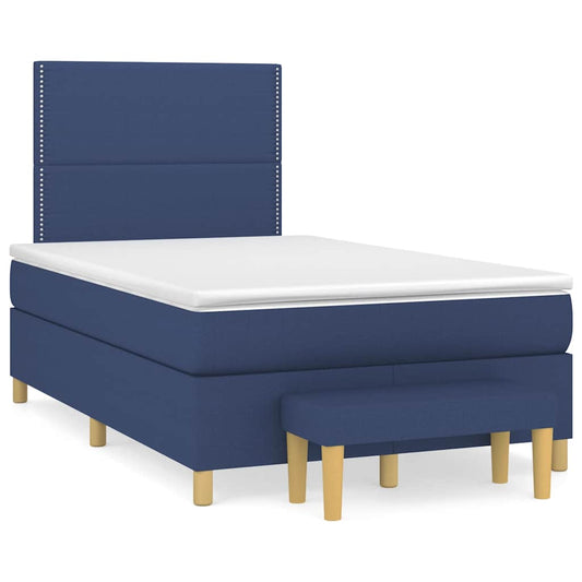 Boxspring met matras stof blauw 120x190 cm is nu te koop bij PeponiXL, paradijselijk wonen!