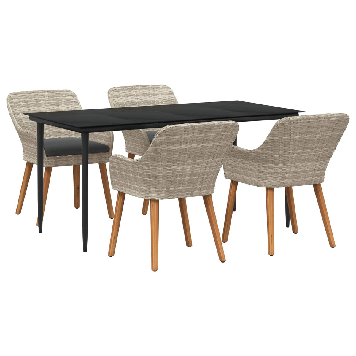 Tuin eettafelset met kussen 5 pcs Lichtgrijs poly rattan is nu te koop bij PeponiXL, paradijselijk wonen!
