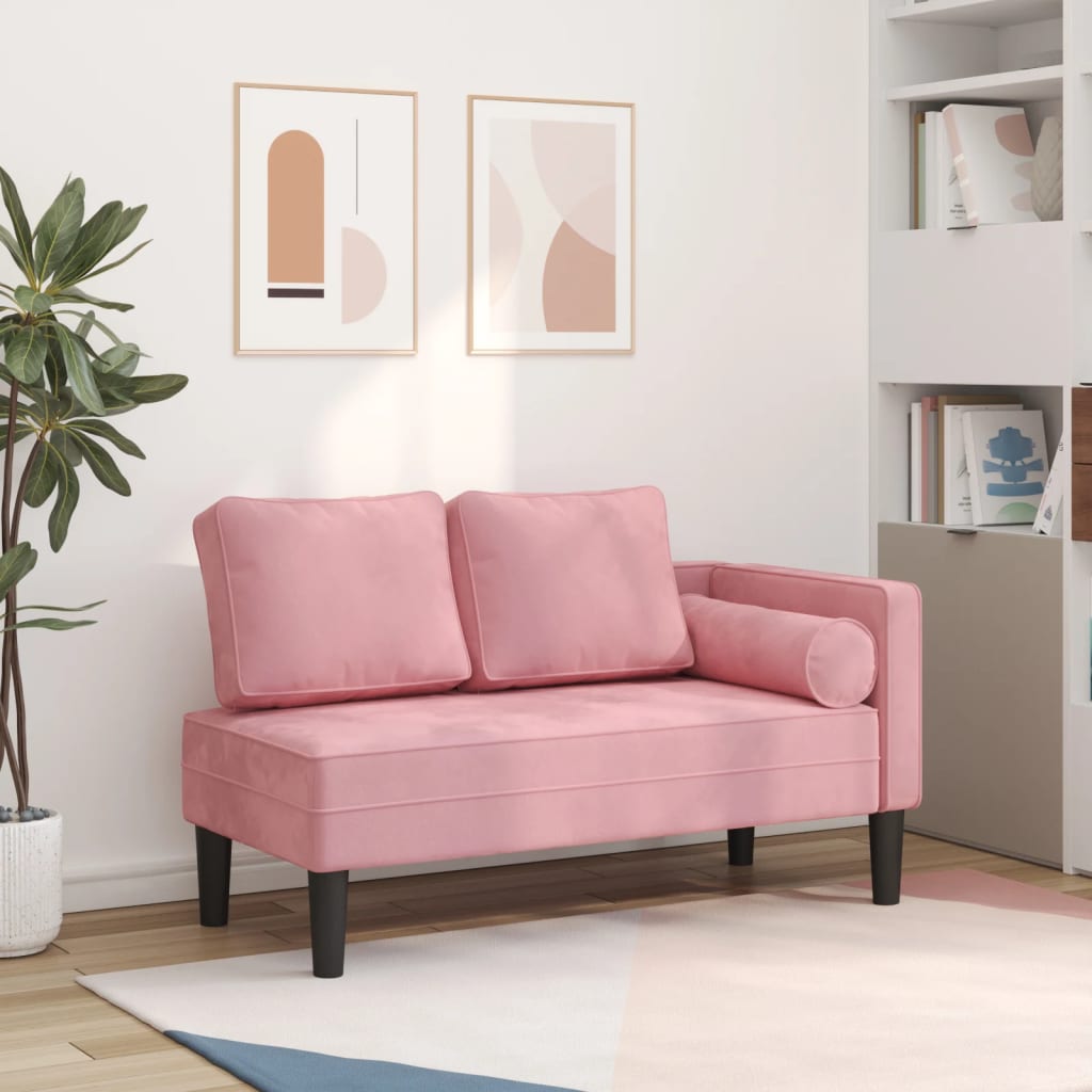 Chaise longue met kussens fluweel roze is nu te koop bij PeponiXL, paradijselijk wonen!