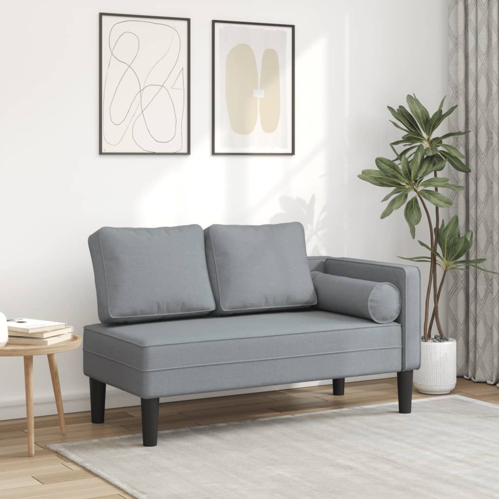 Chaise longue met kussens stof lichtgrijs is nu te koop bij PeponiXL, paradijselijk wonen!