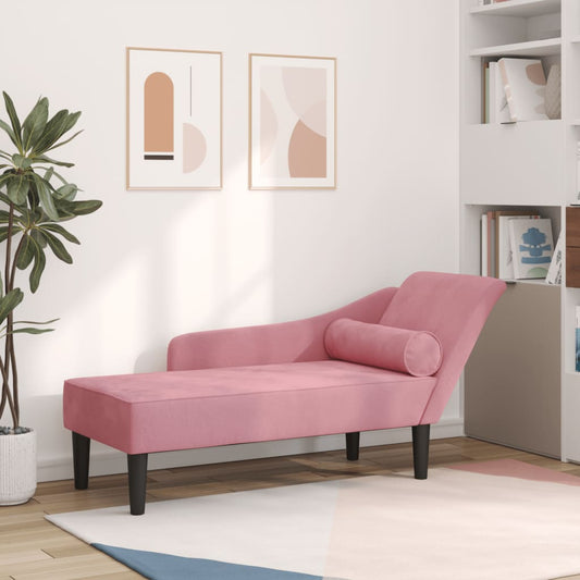 Chaise longue met kussens fluweel roze is nu te koop bij PeponiXL, paradijselijk wonen!