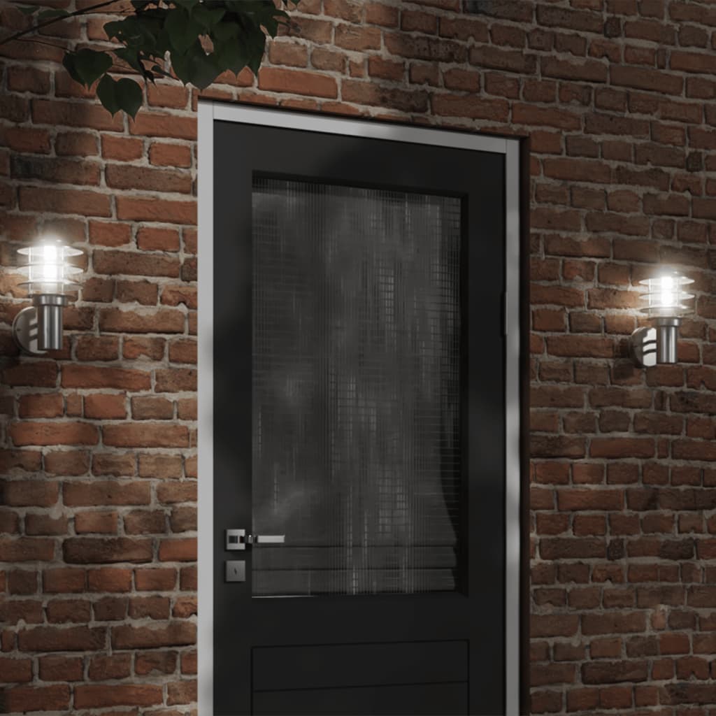 Buitenwandlampen 2 st roestvrij staal zilverkleurig is nu te koop bij PeponiXL, paradijselijk wonen!