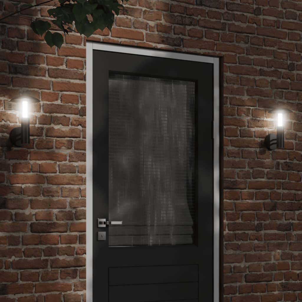 Buitenwandlampen 2 st roestvrij staal zwart is nu te koop bij PeponiXL, paradijselijk wonen!