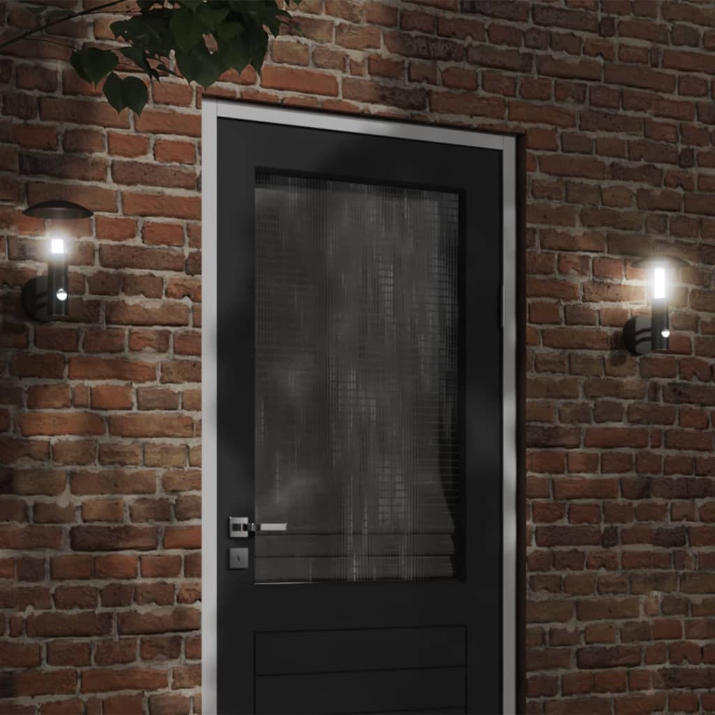 Buitenwandlamp met sensor roestvrij staal zwart is nu te koop bij PeponiXL, paradijselijk wonen!