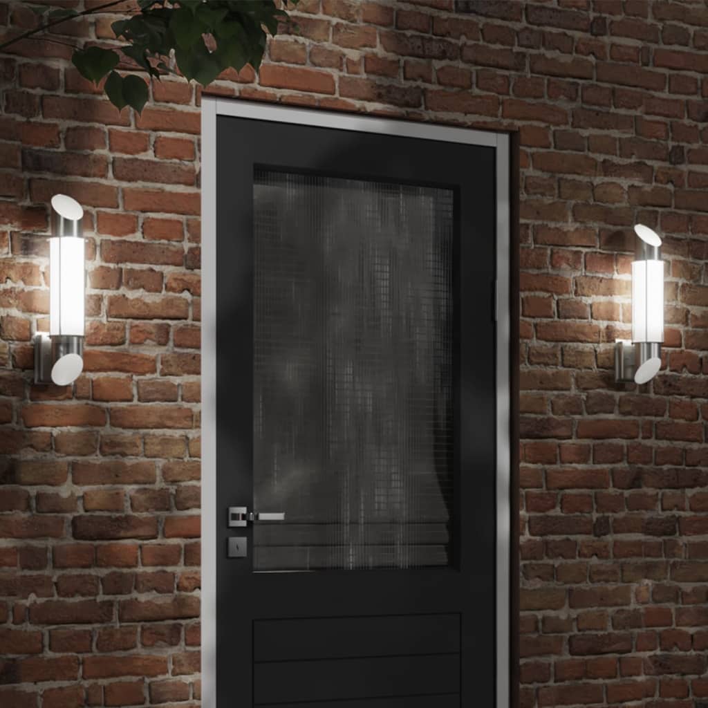 Buitenwandlampen 2 st roestvrij staal zilverkleurig is nu te koop bij PeponiXL, paradijselijk wonen!