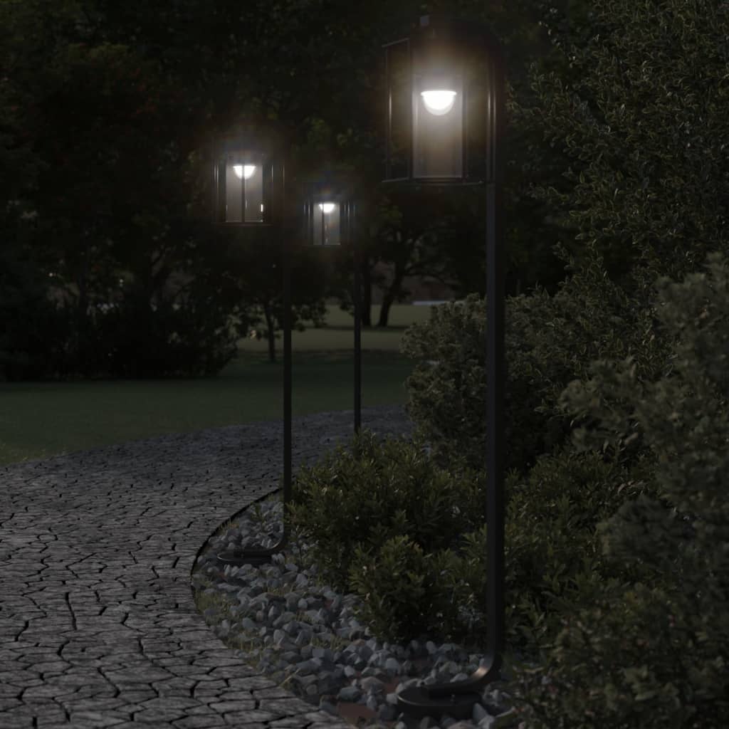 Vloerlamp voor buiten 3 st 100 cm roestvrij staal zwart is nu te koop bij PeponiXL, paradijselijk wonen!