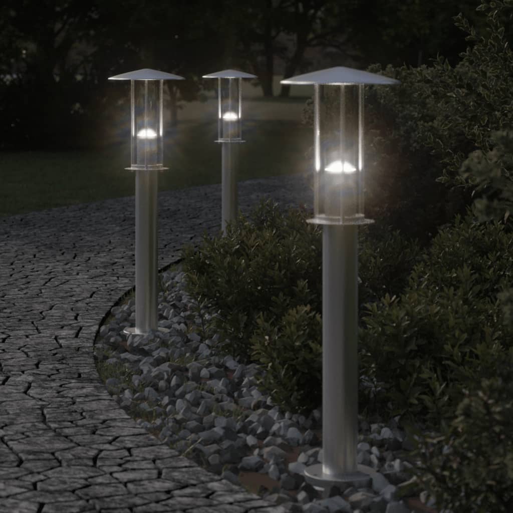 Vloerlamp voor buiten 3 st 60 cm roestvrij staal zilverkleurig is nu te koop bij PeponiXL, paradijselijk wonen!