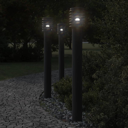 Vloerlamp voor buiten 3 st 110 cm roestvrijstaal zwart is nu te koop bij PeponiXL, paradijselijk wonen!
