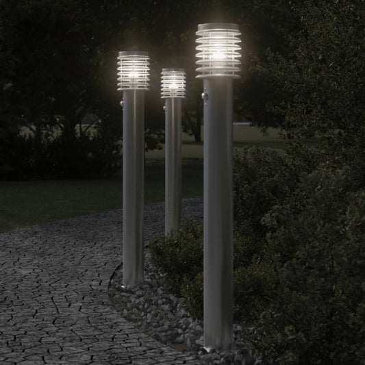 Vloerlamp voor buiten met sensor 110 cm roestvrijstaal zilver is nu te koop bij PeponiXL, paradijselijk wonen!