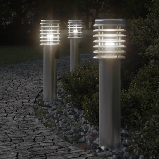 Buitenvloerlampen 3 st stopcontact 60 cm roestvrijstaal zilver is nu te koop bij PeponiXL, paradijselijk wonen!