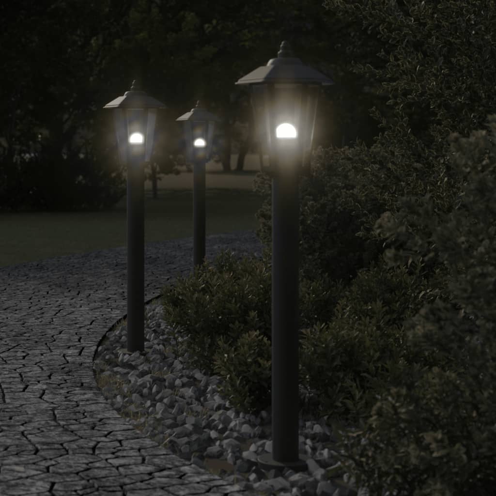 Vloerlamp voor buiten 3 st 80 cm roestvrijstaal zwart is nu te koop bij PeponiXL, paradijselijk wonen!
