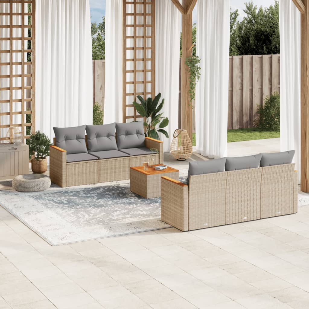 7-delige Loungeset met kussens poly rattan beige is nu te koop bij PeponiXL, paradijselijk wonen!